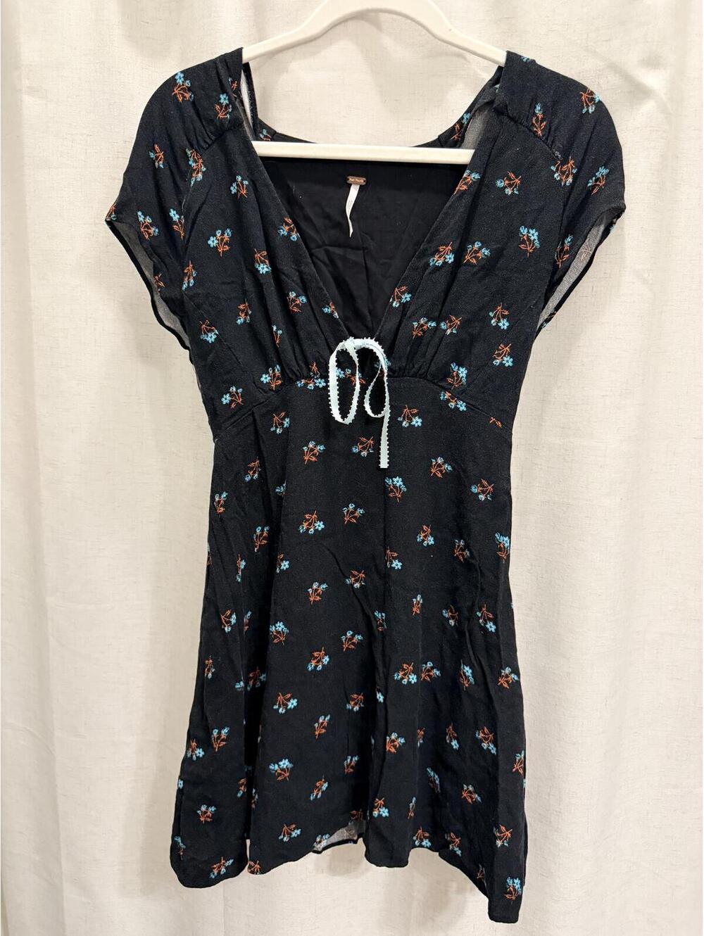 Free People Black Floral Mini Dress